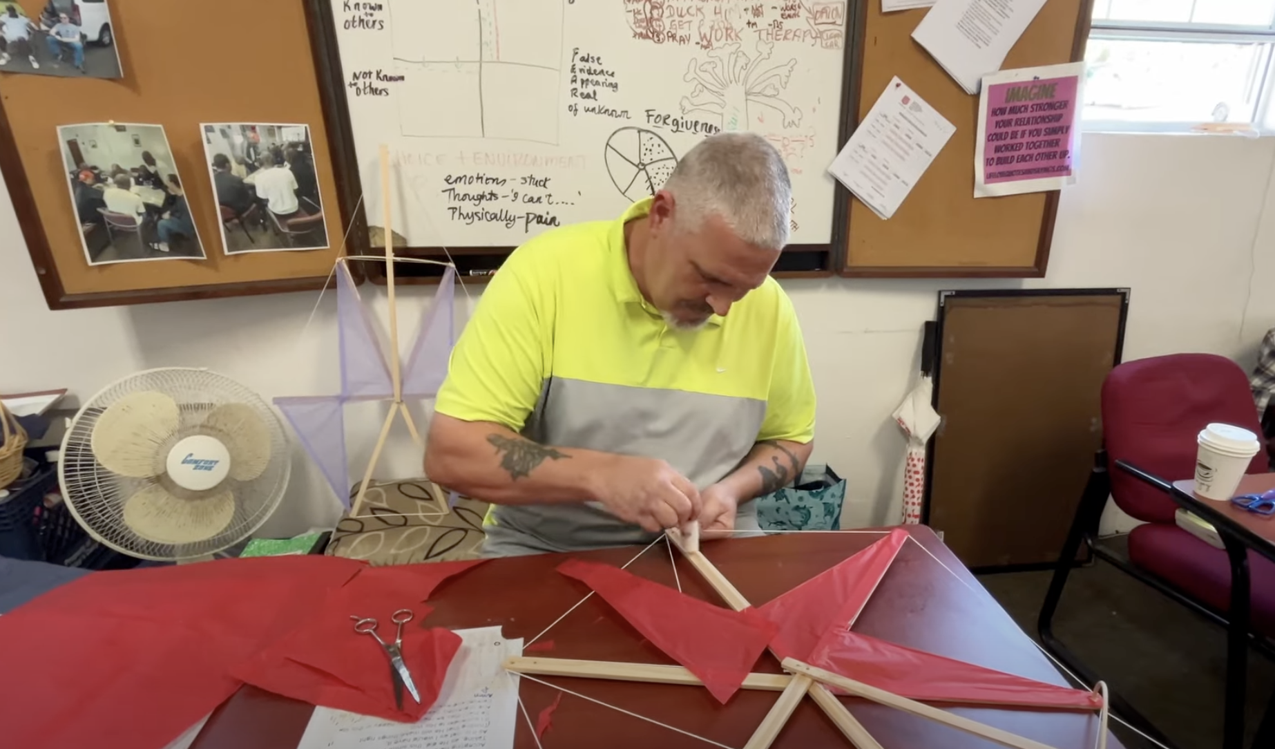 a man making a kite