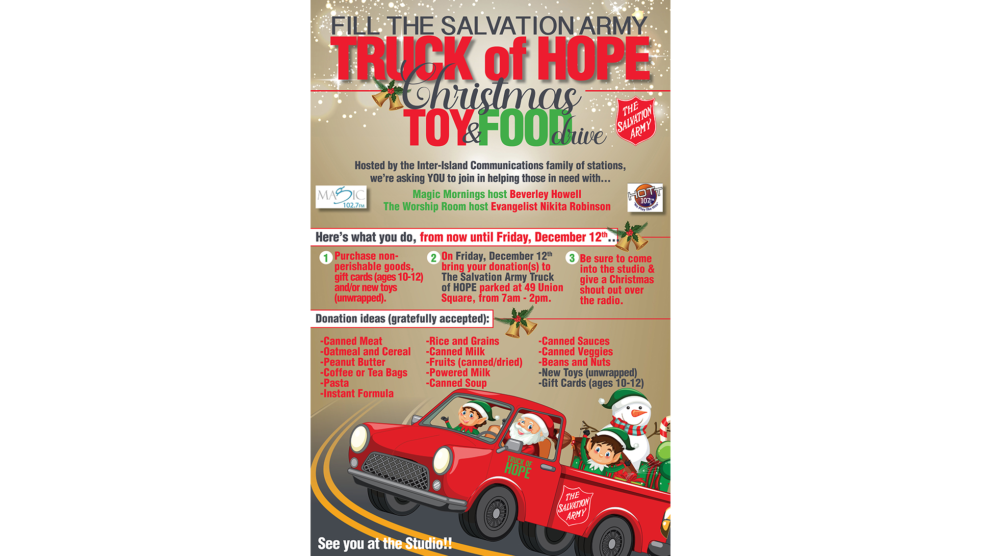 Start Preparing Now… To Fill the Truck of Hope on Friday, December 12th!