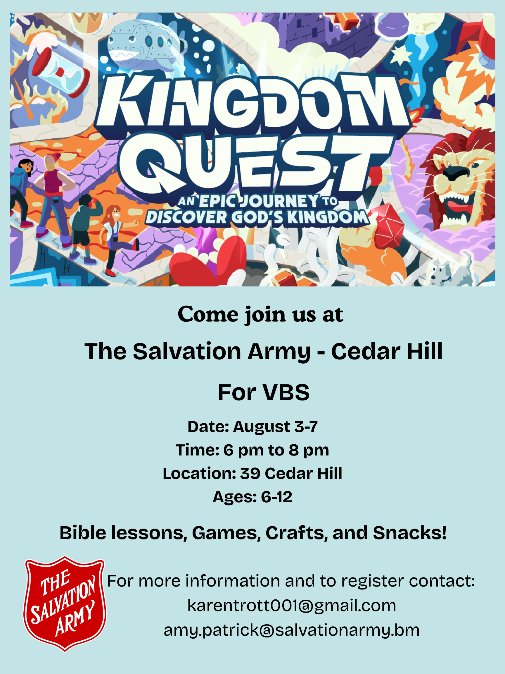 Bermuda Vacation Bible School 2026 | Kingdom Quest at The Salvation Army Cedar Hill